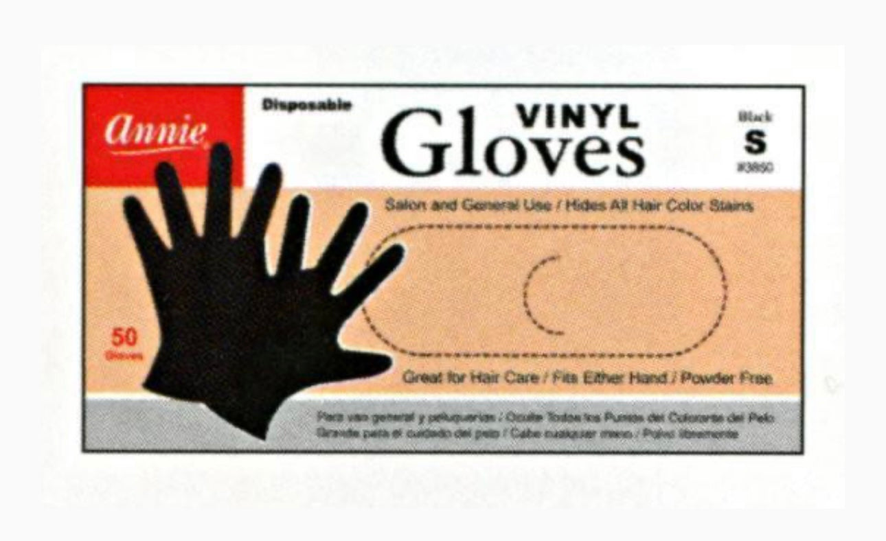 ANNIE POWDER FREE BLACK VINYL GLOVES 50PC (S-XL)