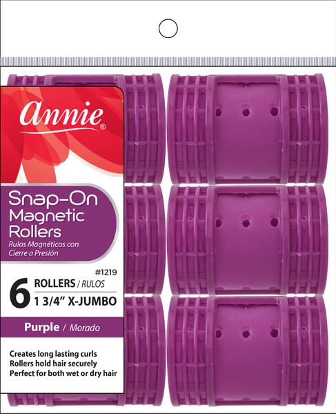 ANNIE X-JUMBO SNAP-ON MAGNETIC ROLLERS 6PC PURPLE (6PC)