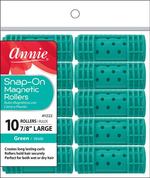 ANNIE LARGE SNAP-ON MAGNETIC ROLLERS 10PC GREEN