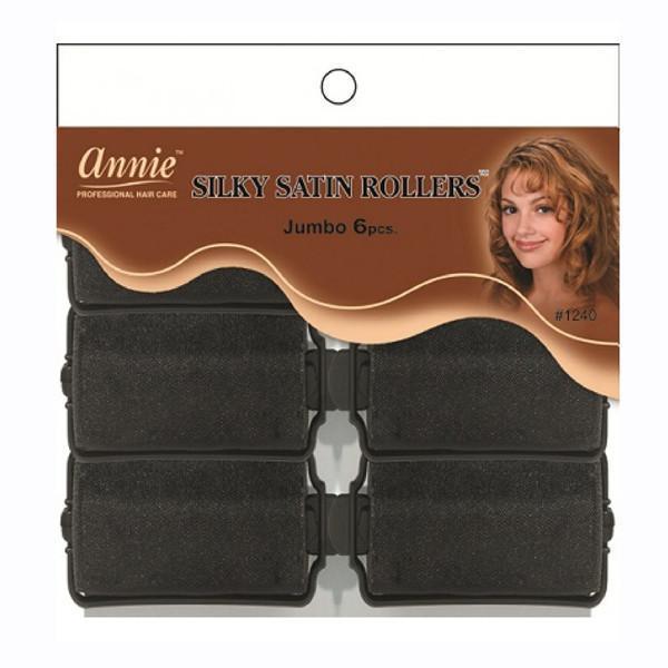 ANNIE JUMBO ROULEAUX SATIN SOYEUX 6PC NOIR 
