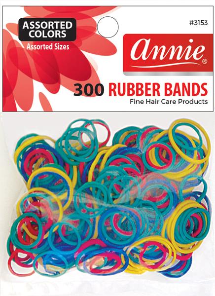 ANNIE 300PC RUBBER BANDS ASSORT COLOR & SIZE