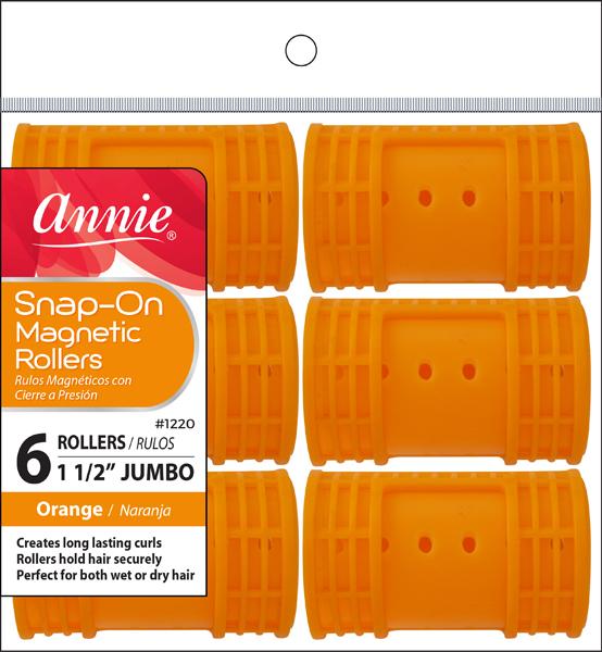 ANNIE JUMBO SNAP-ON MAGNETIC ROLLERS 6PC ORANGE